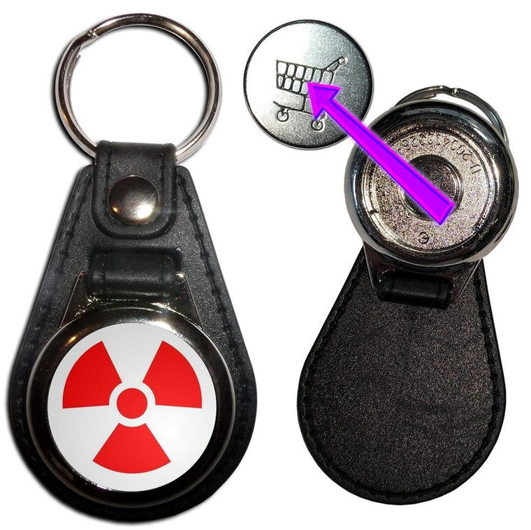 Red Nuclear Symbol - Hidden £1/€1 Shopping Token Medallion Key Ring