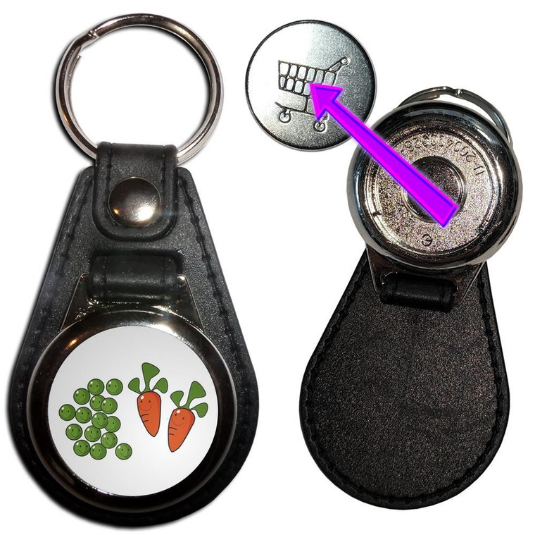 Peas and Carrots - Hidden £1/€1 Shopping Token Medallion Key Ring