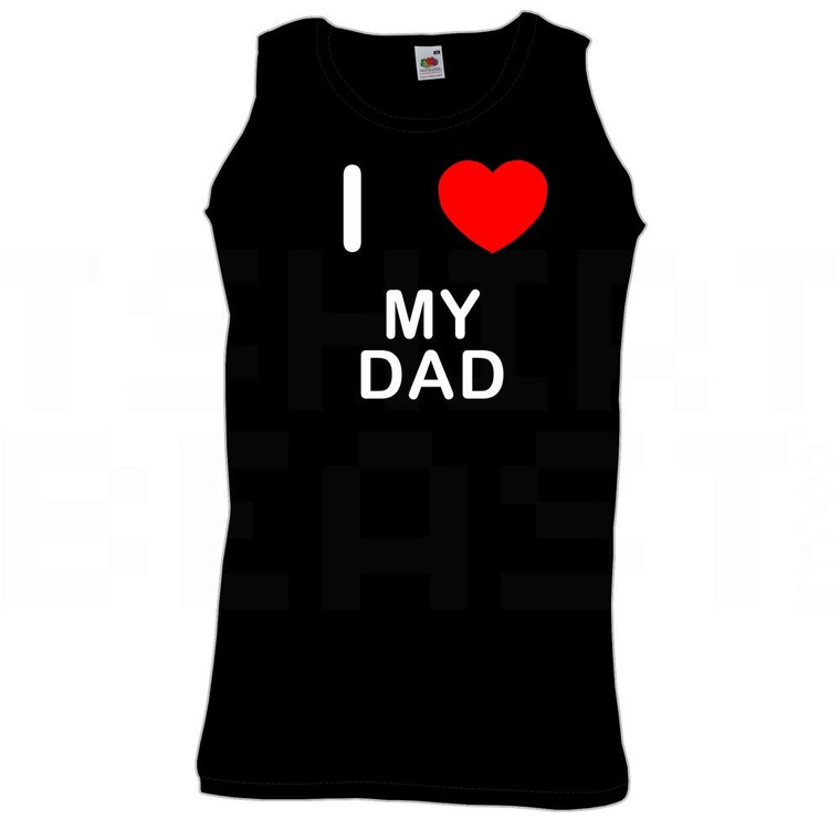 I Love Heart My Dad - Quality Printed Cotton Gym Vest