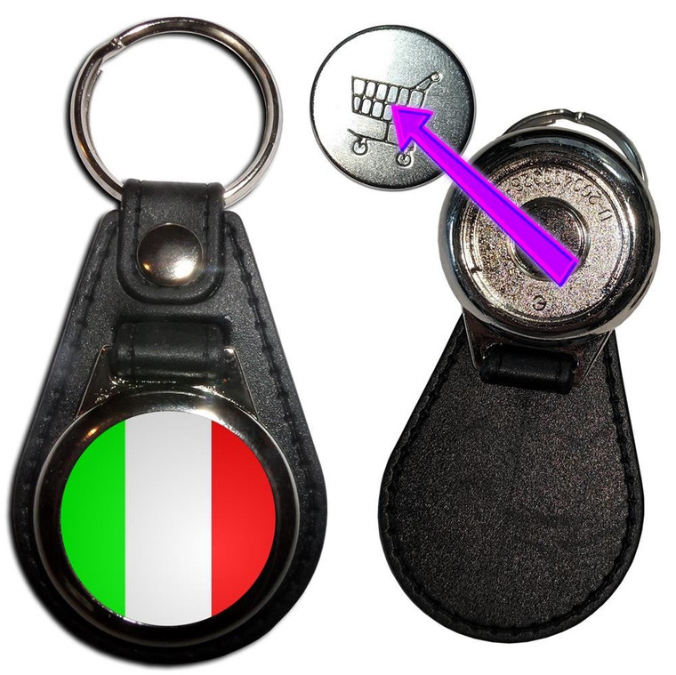 Italy Flag - Hidden £1/€1 Shopping Token Medallion Key Ring