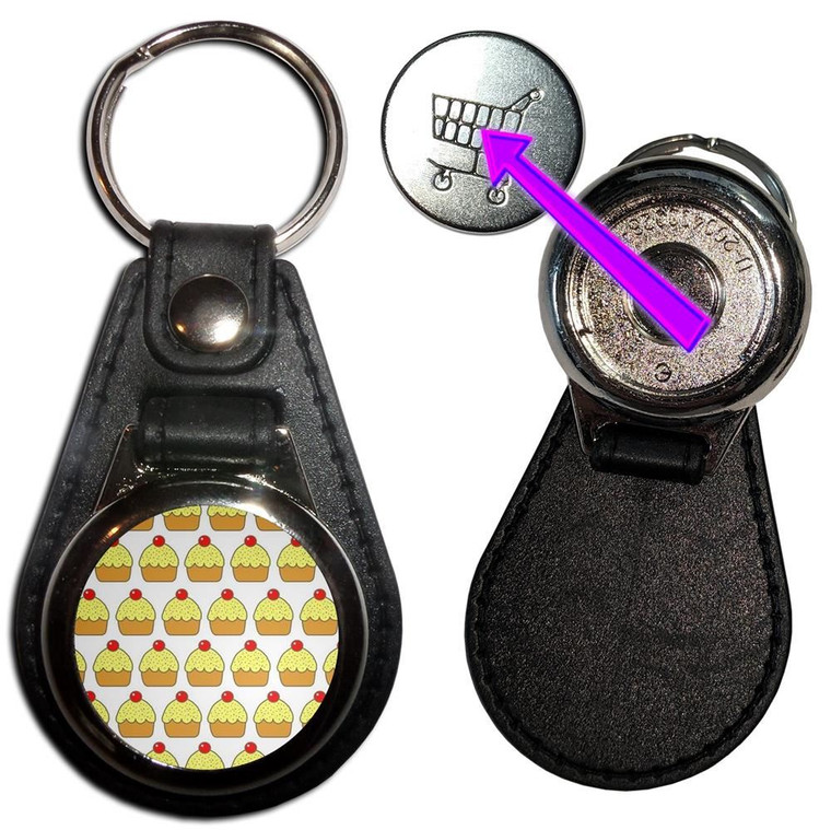 Cupcake Pattern - Hidden £1/€1 Shopping Token Medallion Key Ring