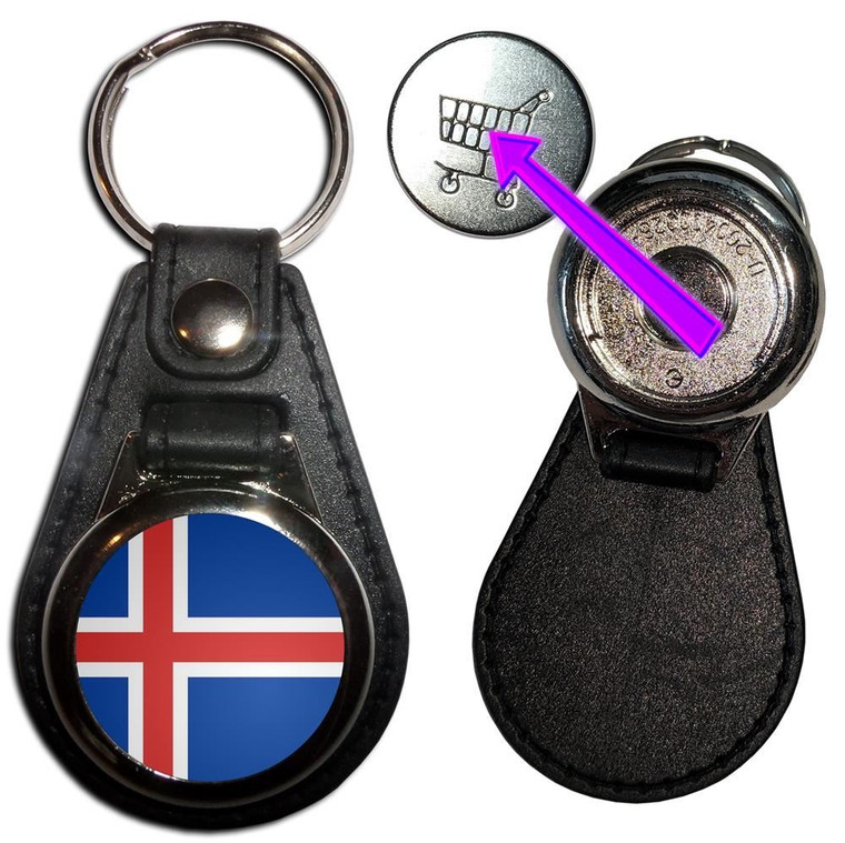 Iceland Flag - Hidden £1/€1 Shopping Token Medallion Key Ring