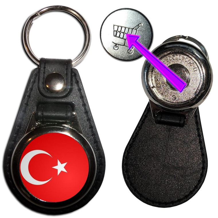 Turkey Flag - Hidden £1/€1 Shopping Token Medallion Key Ring