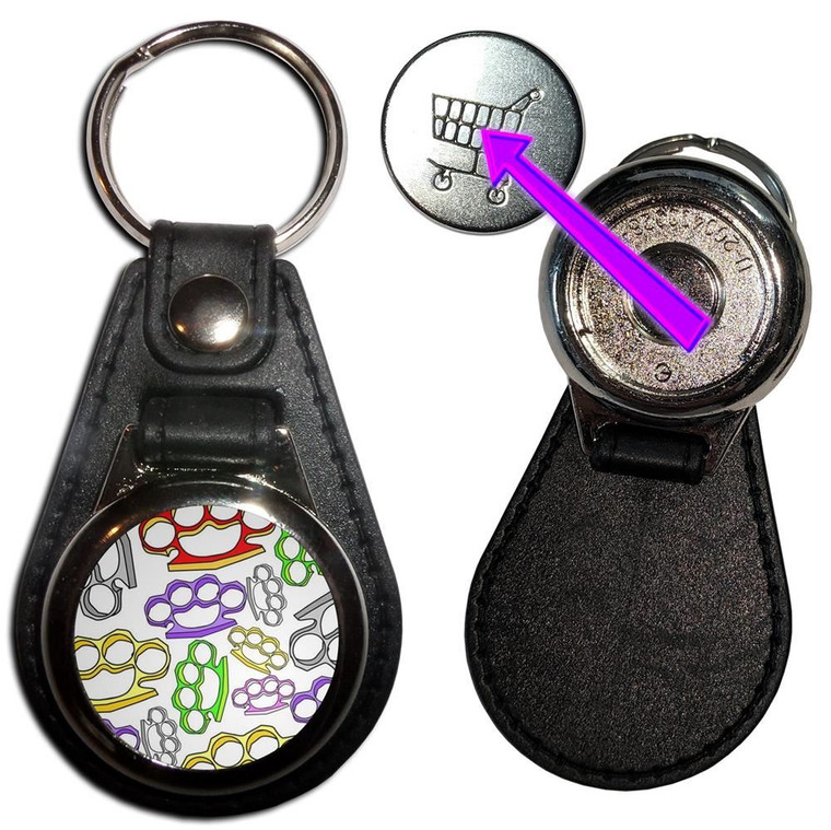 Knuckle Duster Pattern - Hidden £1/€1 Shopping Token Medallion Key Ring