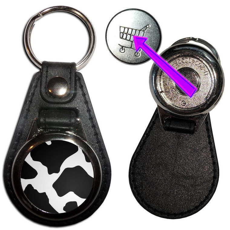 Cow Pattern - Hidden £1/€1 Shopping Token Medallion Key Ring