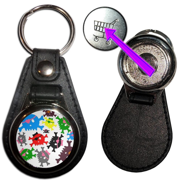 Skull Bow Pattern 3 - Hidden £1/€1 Shopping Token Medallion Key Ring