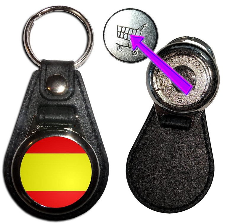 Spain Flag - Hidden £1/€1 Shopping Token Medallion Key Ring