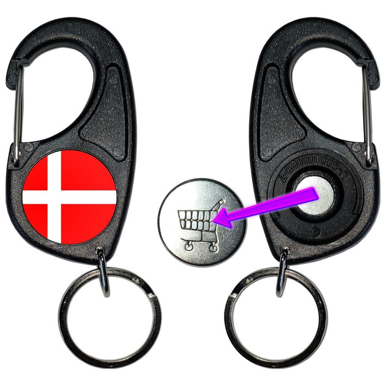 Denmark Flag - Carabiner £1/€1 Shopping token Key Ring