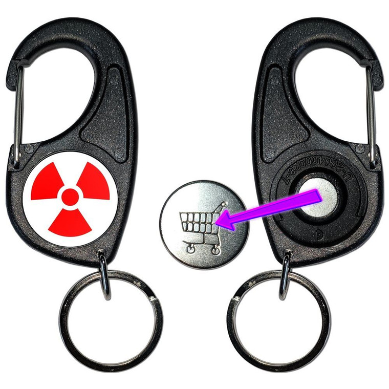 Red Nuclear Symbol - Carabiner £1/€1 Shopping token Key Ring