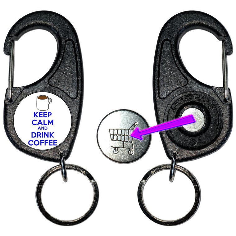 Keep Calm and Drink Coffee - Carabiner £1/€1 Shopping token Key Ring