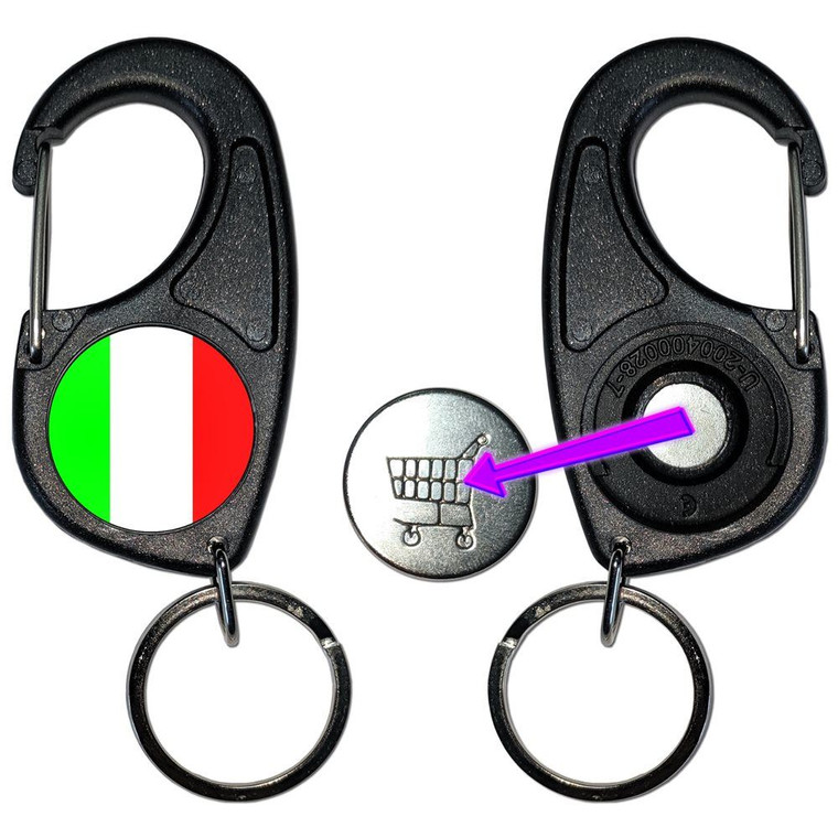 Italy Flag - Carabiner £1/€1 Shopping token Key Ring