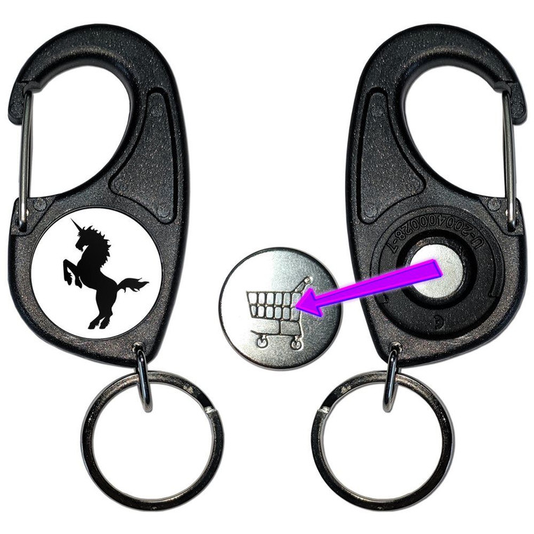 Unicorn Silhouette - Carabiner £1/€1 Shopping token Key Ring