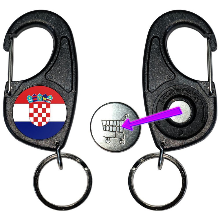 Croatia Flag - Carabiner £1/€1 Shopping token Key Ring