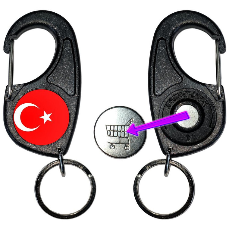 Turkey Flag - Carabiner £1/€1 Shopping token Key Ring