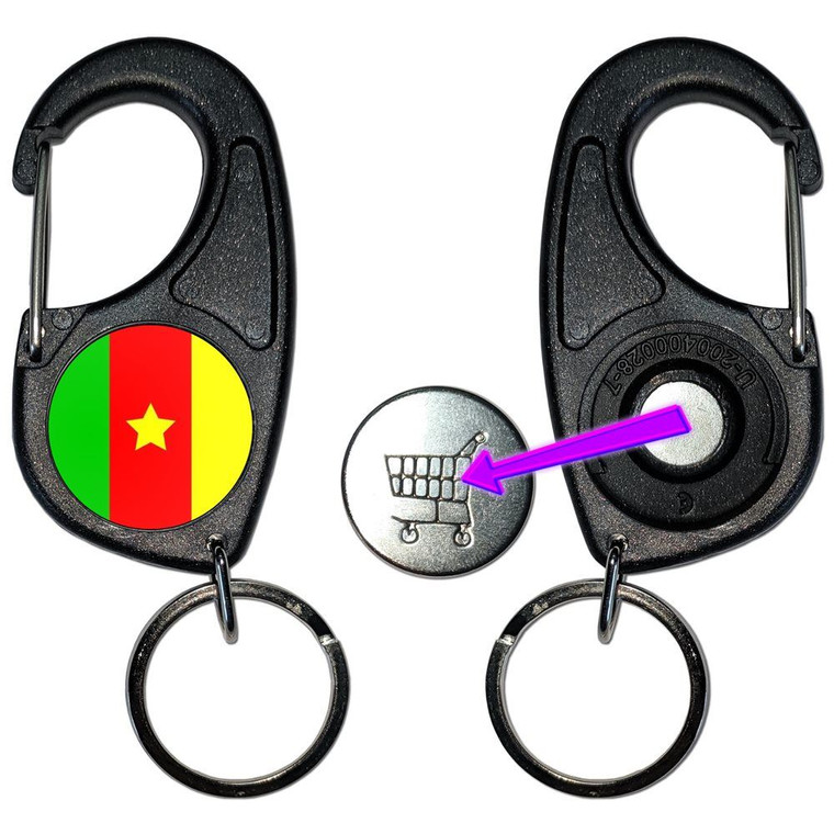 Cameroon Flag - Carabiner £1/€1 Shopping token Key Ring