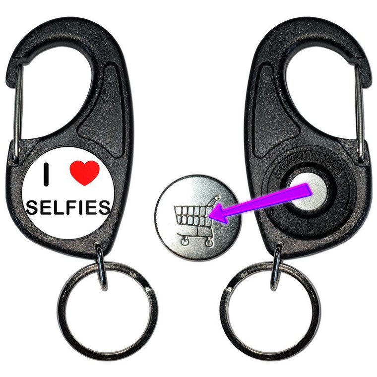 I love Selfies - Carabiner £1/€1 Shopping token Key Ring