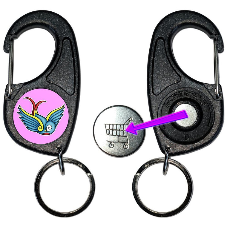 Swallow - Carabiner £1/€1 Shopping token Key Ring