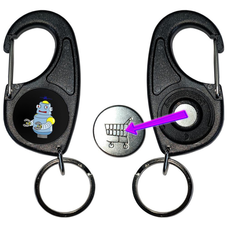 Black Boy Robot - Carabiner £1/€1 Shopping token Key Ring