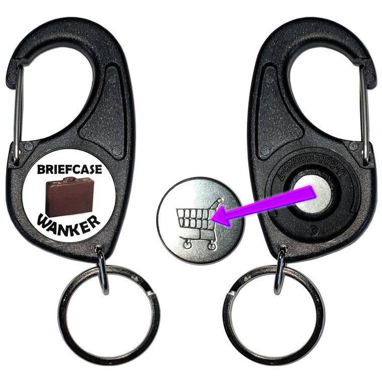 Briefcase W*nker - Carabiner £1/€1 Shopping token Key Ring