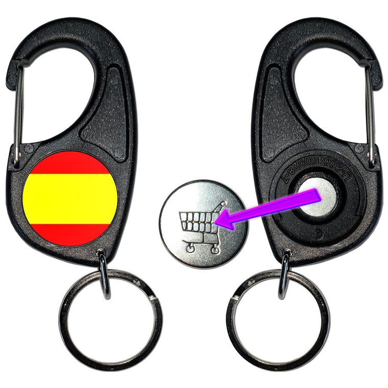 Spain Flag - Carabiner £1/€1 Shopping token Key Ring