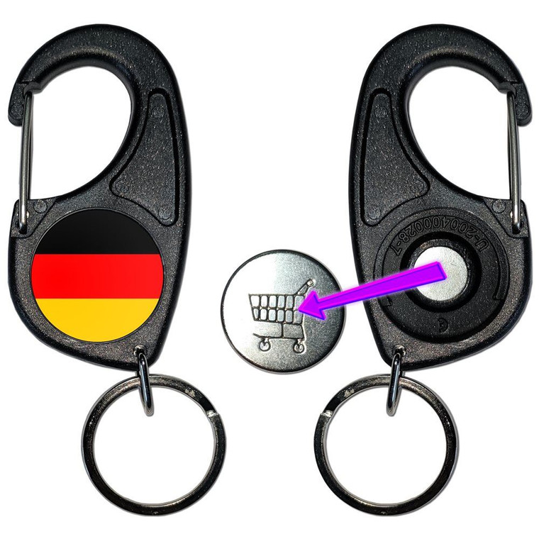 Germany Flag - Carabiner £1/€1 Shopping token Key Ring