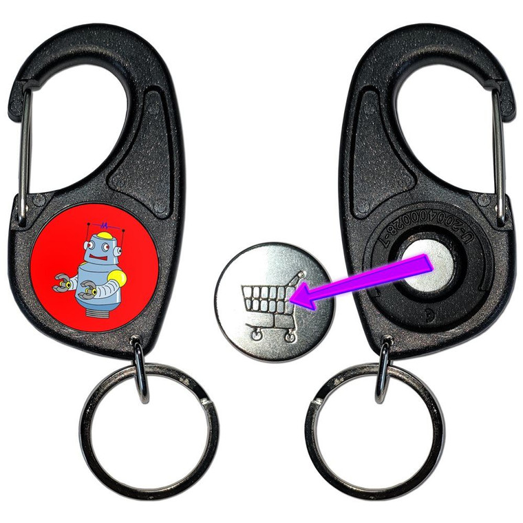 Red Boy Robot - Carabiner £1/€1 Shopping token Key Ring