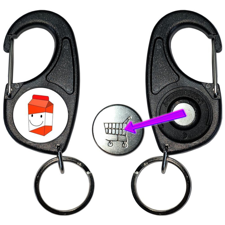 Orange Juice Carton - Carabiner £1/€1 Shopping token Key Ring