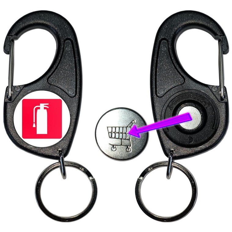Fire Extinguisher - Carabiner £1/€1 Shopping token Key Ring