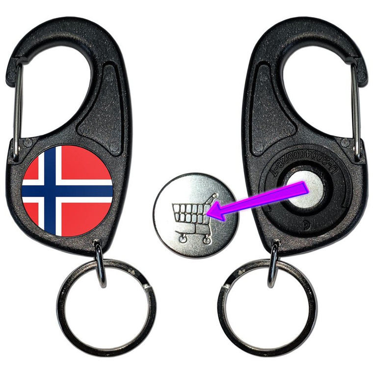 Norway Flag - Carabiner £1/€1 Shopping token Key Ring
