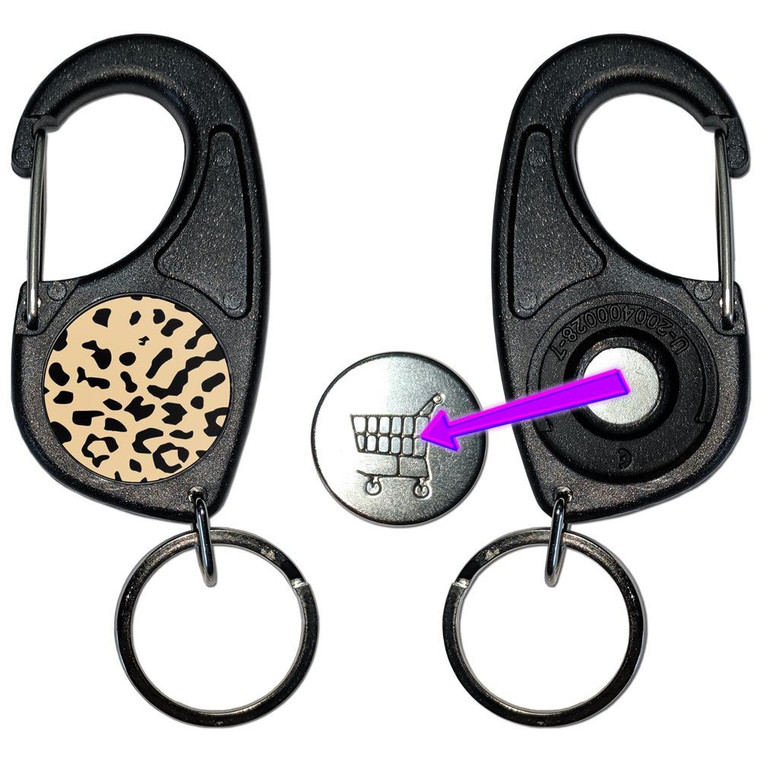 Leopard Print - Carabiner £1/€1 Shopping token Key Ring