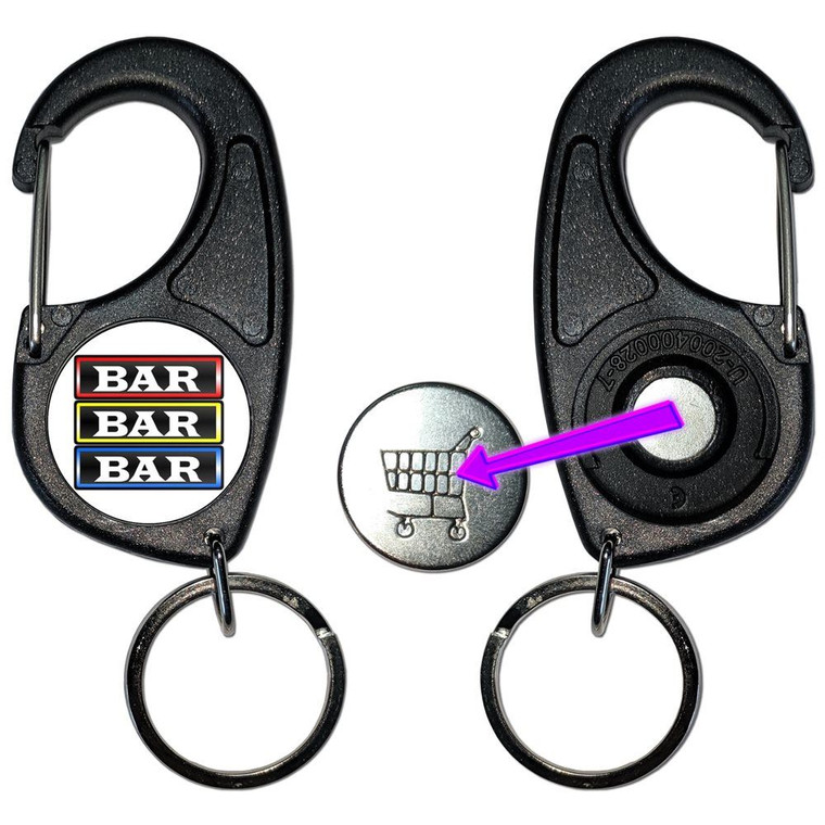 Fruit Machine Bar - Carabiner £1/€1 Shopping token Key Ring