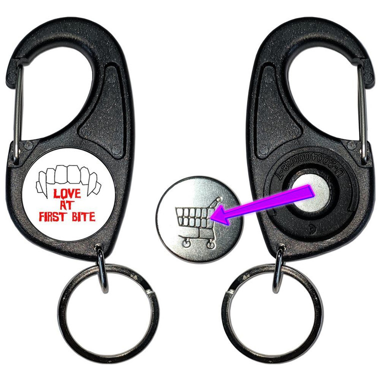 Love At First Bite - Carabiner £1/€1 Shopping token Key Ring