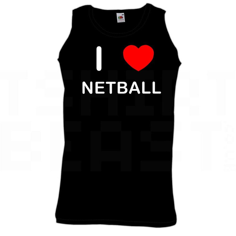 I Love Heart Netball - Quality Printed Cotton Gym Vest