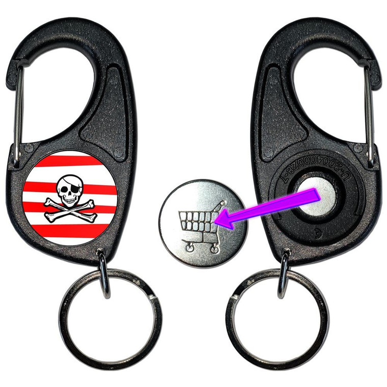 Jolly Roger Stripey - Carabiner £1/€1 Shopping token Key Ring