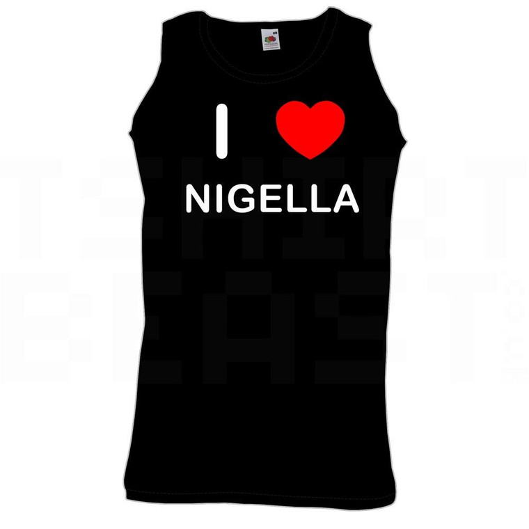 I Love Heart Nigella - Quality Printed Cotton Gym Vest