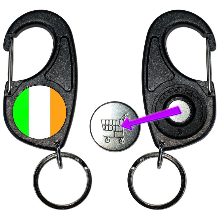 Ireland Flag - Carabiner £1/€1 Shopping token Key Ring