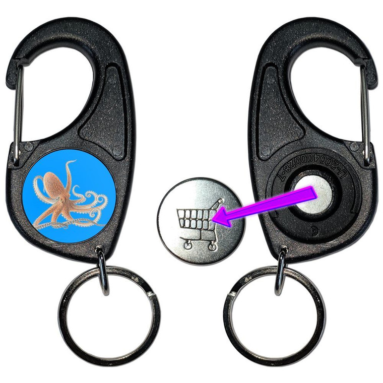 Octopus - Carabiner £1/€1 Shopping token Key Ring