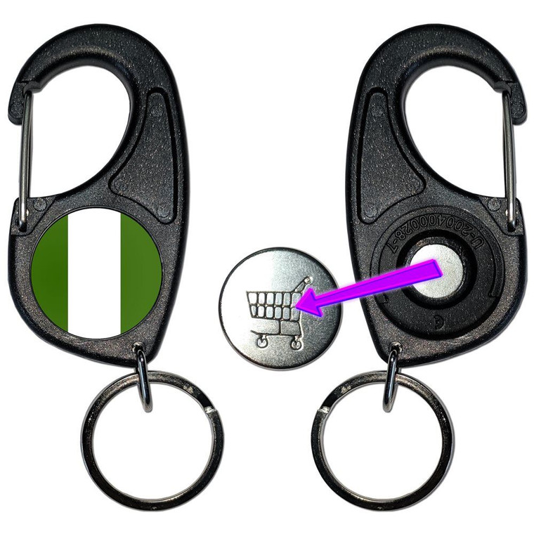 Nigeria Flag - Carabiner £1/€1 Shopping token Key Ring