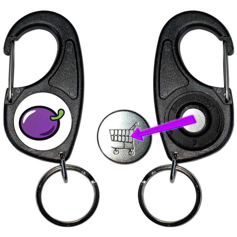 Fruit Machine Plum - Carabiner £1/€1 Shopping token Key Ring