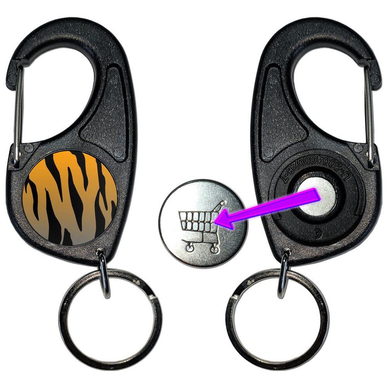 Tiger Print Pattern - Carabiner £1/€1 Shopping token Key Ring