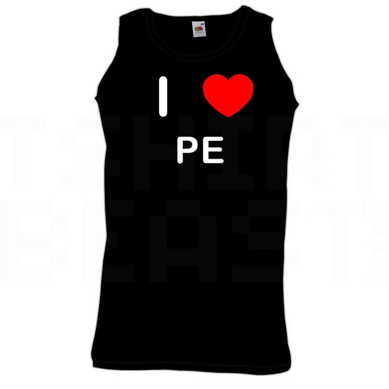 I Love Heart PE - Quality Printed Cotton Gym Vest