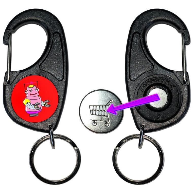 Red Girl Robot - Carabiner £1/€1 Shopping token Key Ring