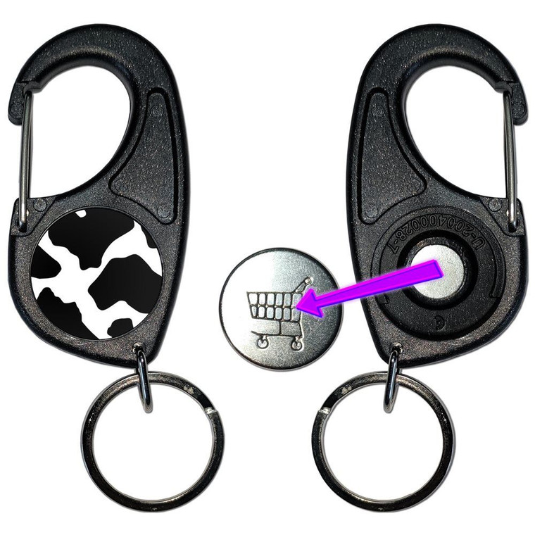 Cow Pattern - Carabiner £1/€1 Shopping token Key Ring