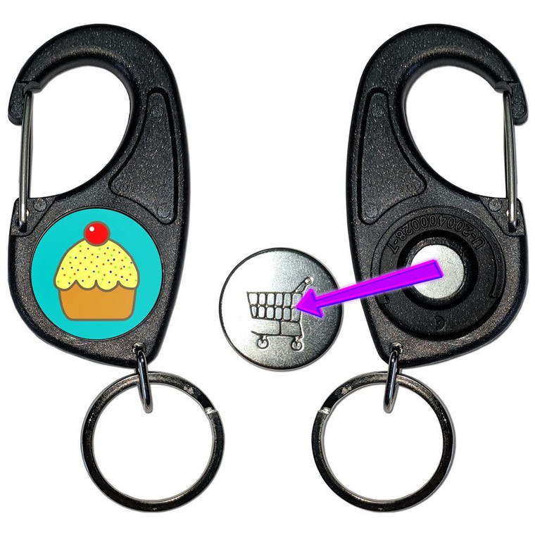 Cupcake - Carabiner £1/€1 Shopping token Key Ring