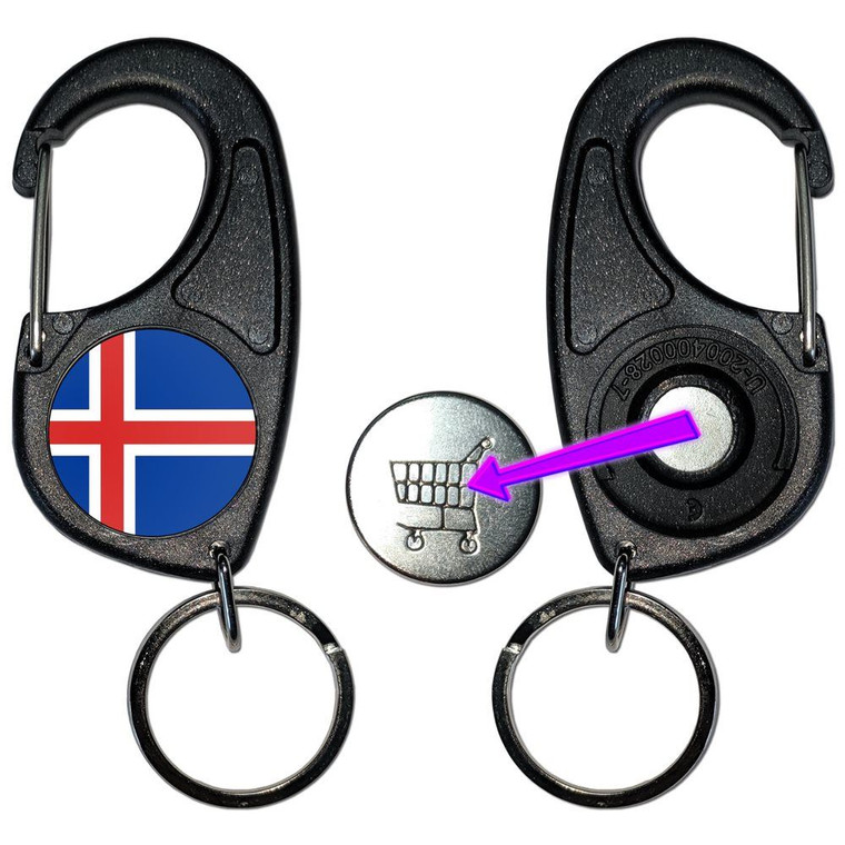 Iceland Flag - Carabiner £1/€1 Shopping token Key Ring