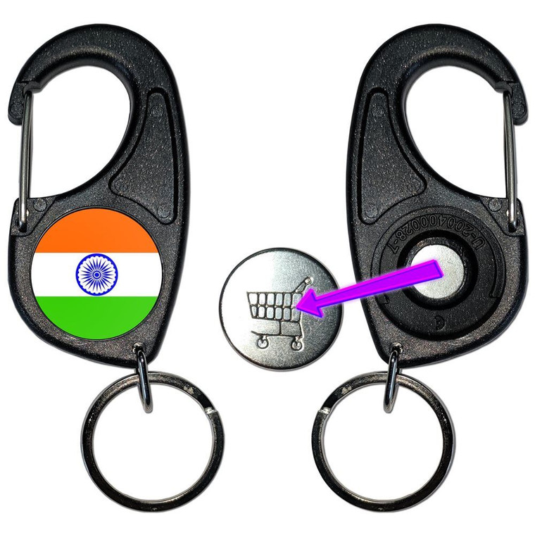 India Flag - Carabiner £1/€1 Shopping token Key Ring