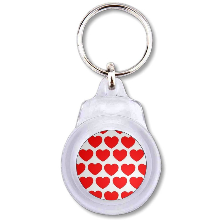 Heart Pattern - Round Plastic Key Ring