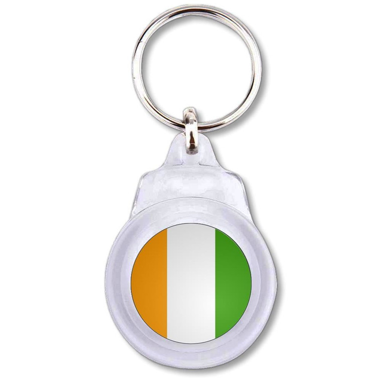 Ivory Coast Flag - Round Plastic Key Ring