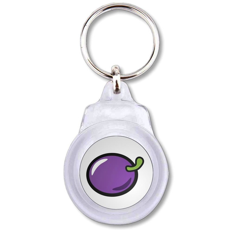 Fruit Machine Plum - Round Plastic Key Ring