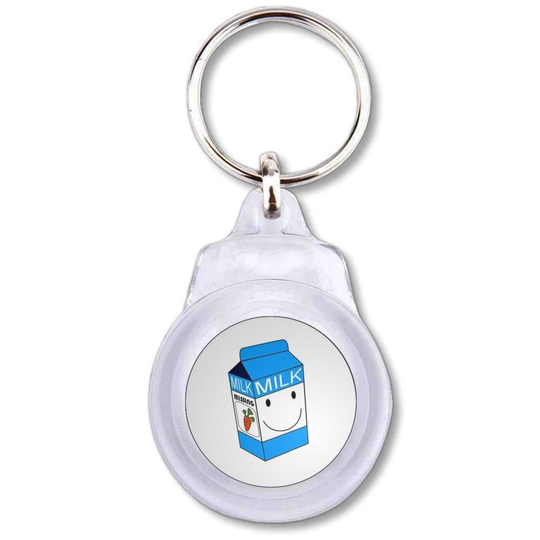 Milk Carton - Round Plastic Key Ring